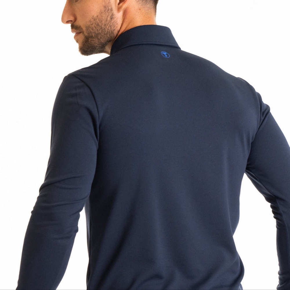 Twillory Performance Long Sleeve Polo, size M in navy